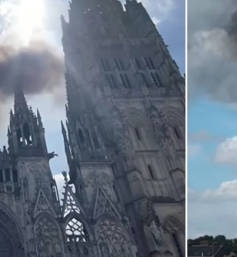 ¡Notre Dame en llamas otra vez! Incendio arrasa torre de catedral de Rouen